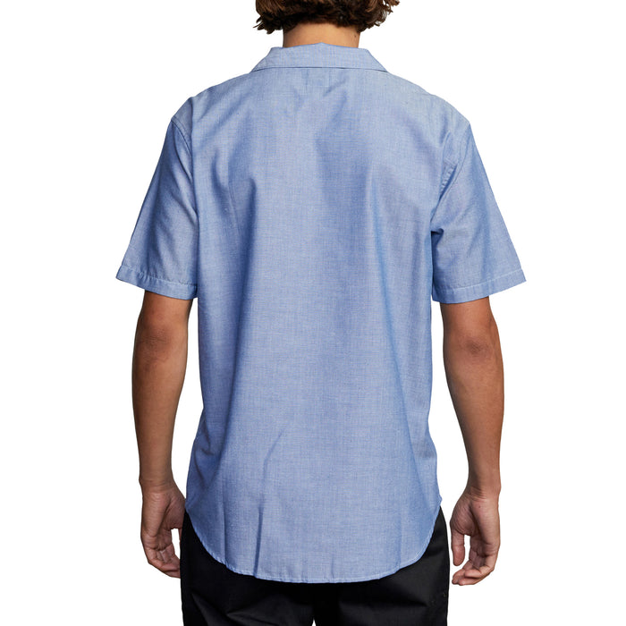 RVCA Day Shift Short-Sleeve Shirt - Men's Blue Chambray