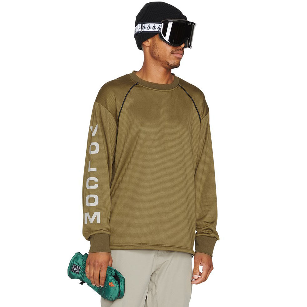 Volcom Waffle Backed Crew Fleece - Men's Dark Teak