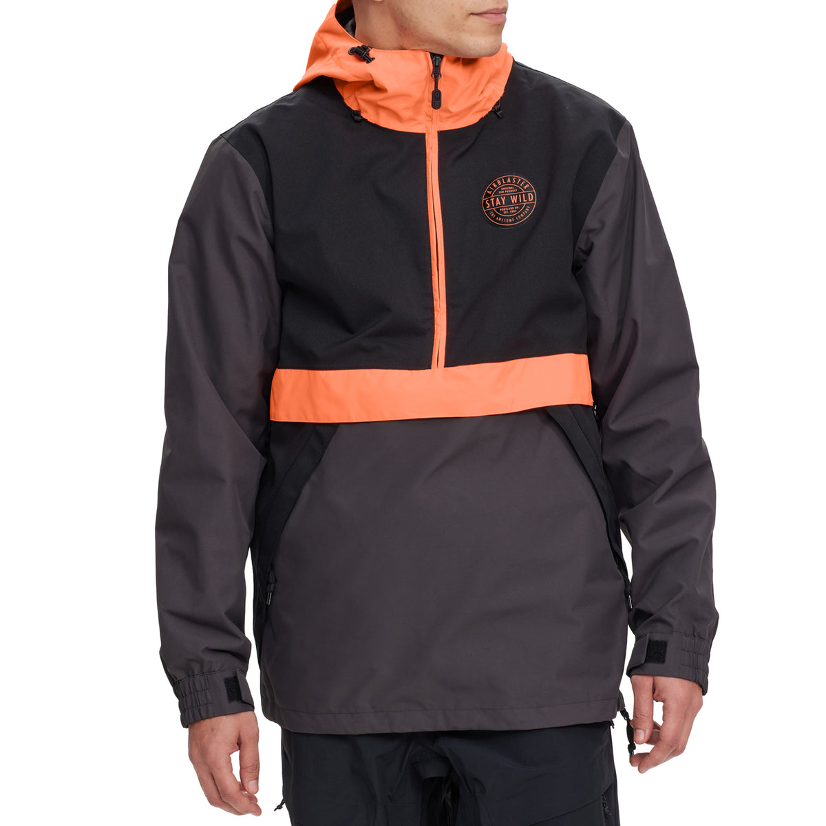 Airblaster Trenchover Jacket - Men's Black/Hot Coral