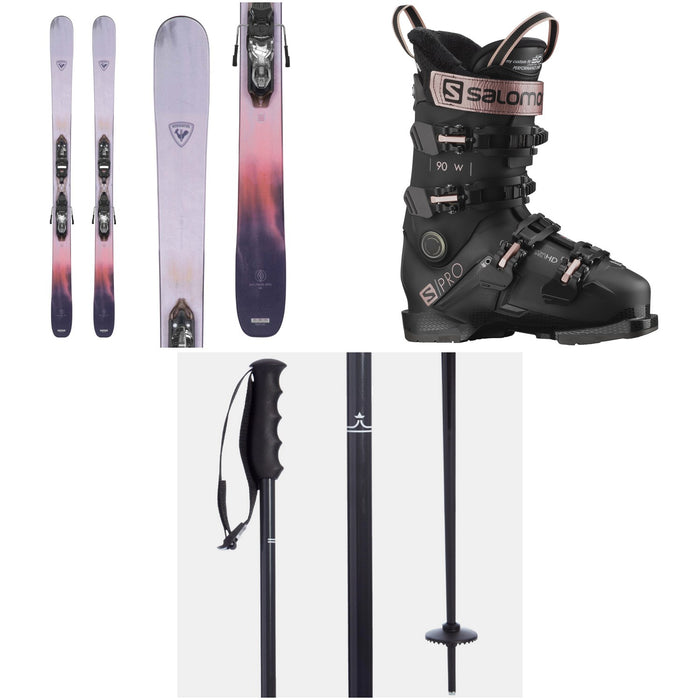 Rossignol Rallybird 90 Pro Skis + Xpress 10W GW Bindings + Salomon S/Pro 90 W GW Ski Boots - Women's + evo Merge Ski Poles 2023