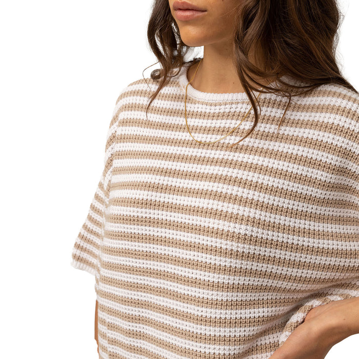 Rhythm Corsica Knit Oversized Tee - Women's Oatmarle Stripe