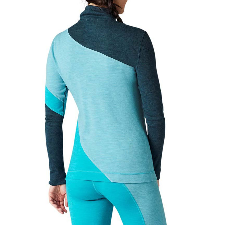Smartwool Classic Thermal Merino Base Layer Colorblock 1/4 Zip Top - Women's Twilight Blue Heather