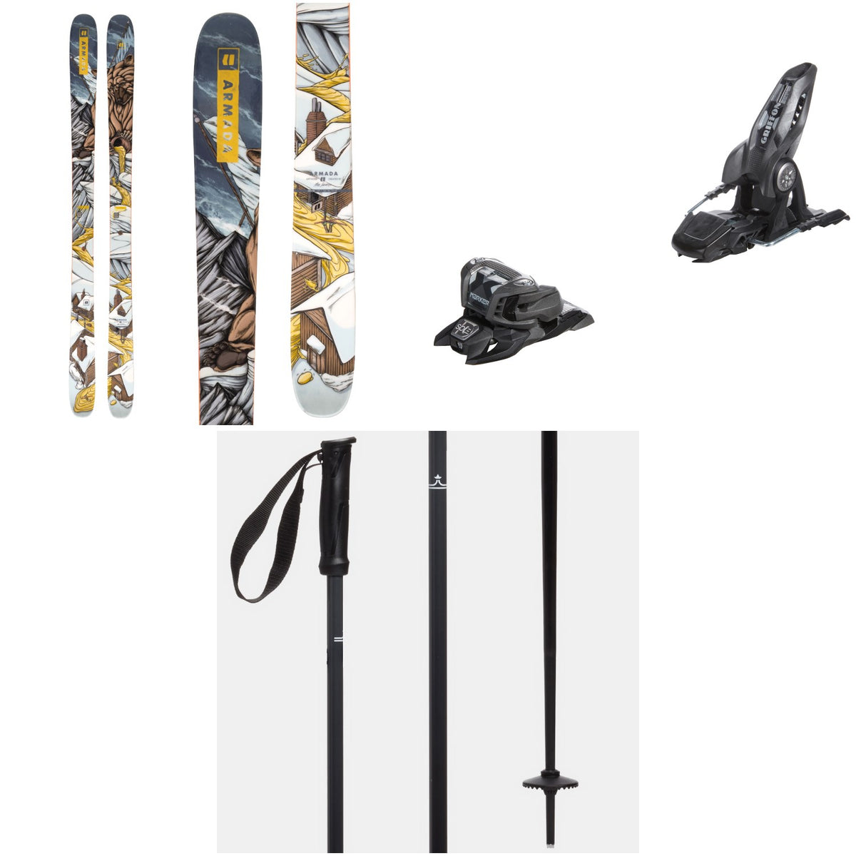 Armada ARV 96 Skis 2023 + Marker Griffon 13 ID Ski Bindings + evo Merge Ski Poles