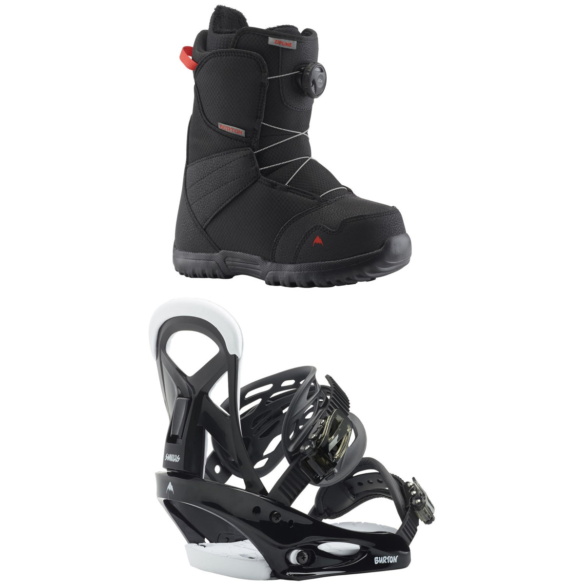 Burton Zipline Boa Snowboard Boots + Mission Smalls Snowboard Bindings - Kids' 2023