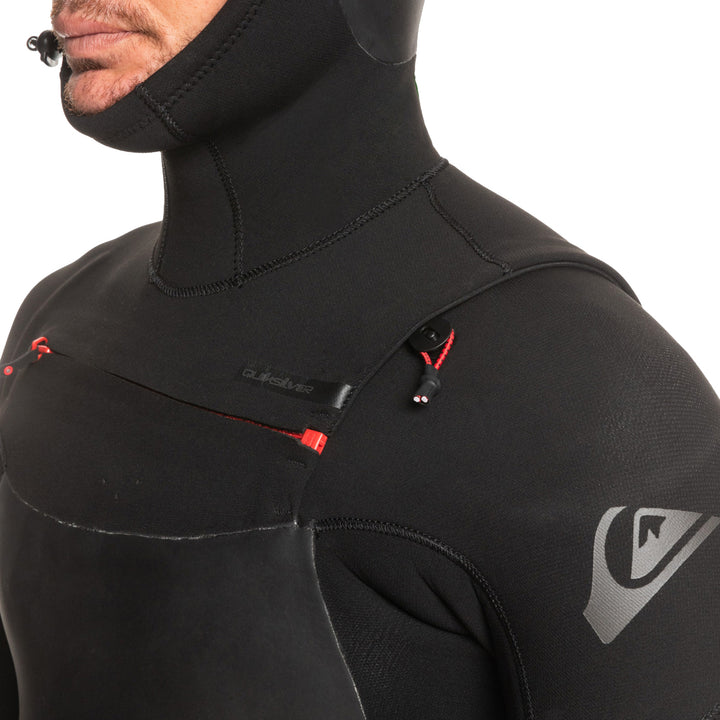 Quiksilver 4/3 Marathon Sessions Chest Zip Hooded Wetsuit Black