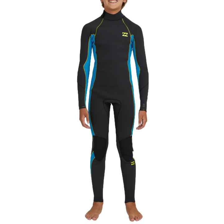 Billabong 3/2 Absolute Back Zip Flatlock Wetsuit - Boys' Neon Night