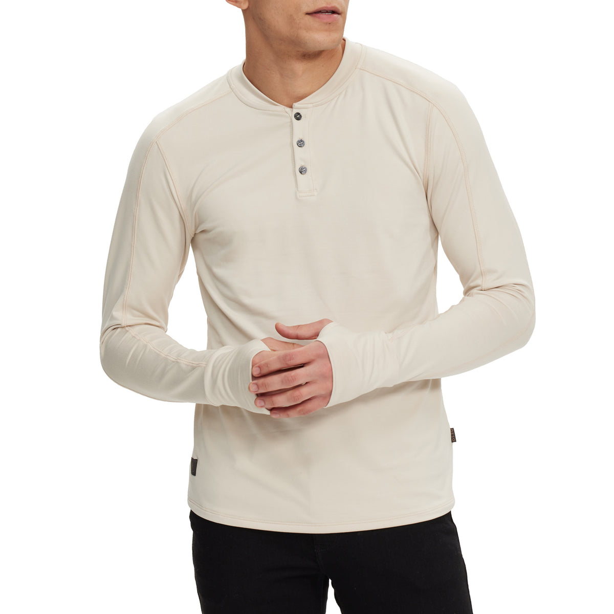 Deso Benton Long-Sleeve Henley Shirt - Men's White Sand