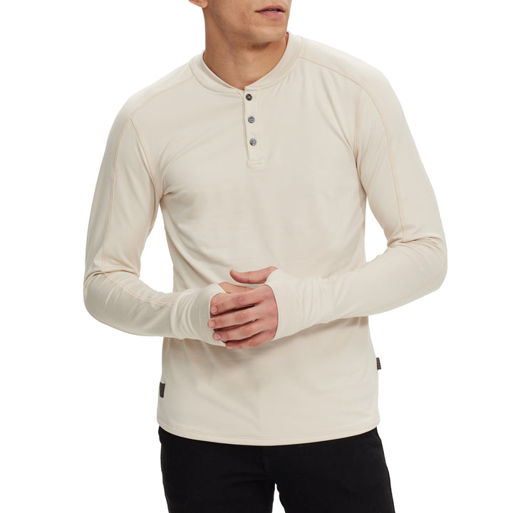 Deso Benton Long-Sleeve Henley Shirt - Men's White Sand