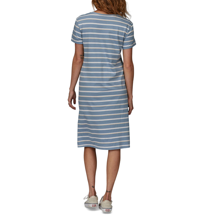 Patagonia Regenerative Organic Certified Cotton T-Shirt Dress - Women's Sunset Stripe: Light Plume Grey