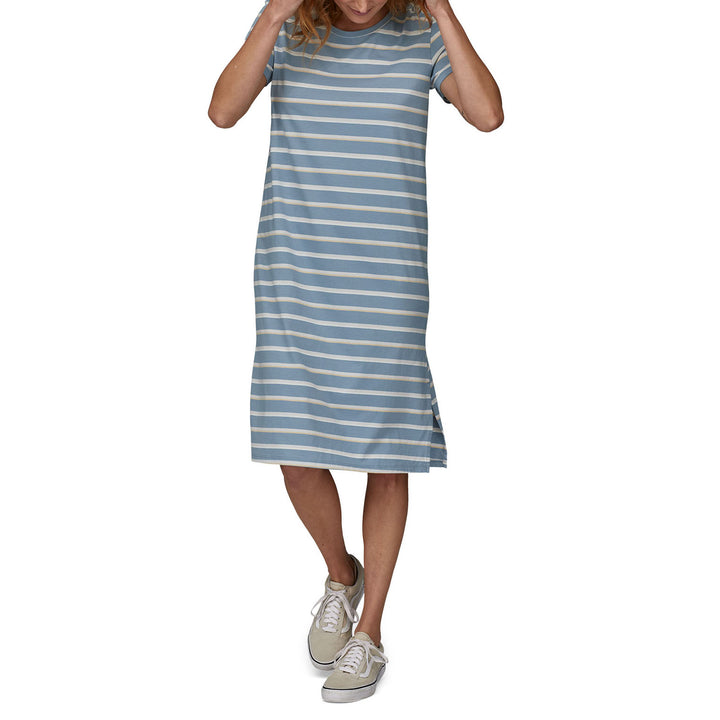 Patagonia Regenerative Organic Certified Cotton T-Shirt Dress - Women's Sunset Stripe: Light Plume Grey