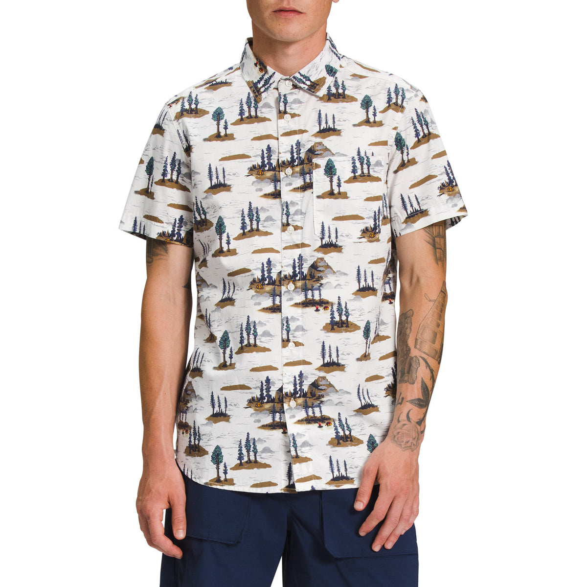 The North Face Baytrail Pattern Short-Sleeve Shirt - Men's Gardenia White Camping Scenic Print