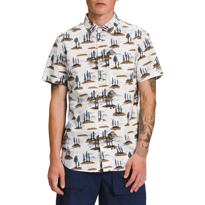 The North Face Baytrail Pattern Short-Sleeve Shirt - Men's Gardenia White Camping Scenic Print
