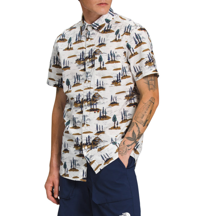The North Face Baytrail Pattern Short-Sleeve Shirt - Men's Gardenia White Camping Scenic Print