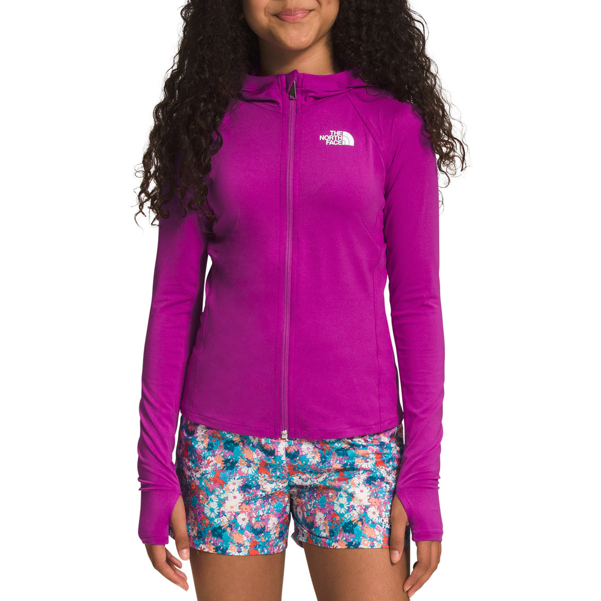 The North Face Amphibious Full Zip Sun Hoodie - Girls' Purple Cactus Flower