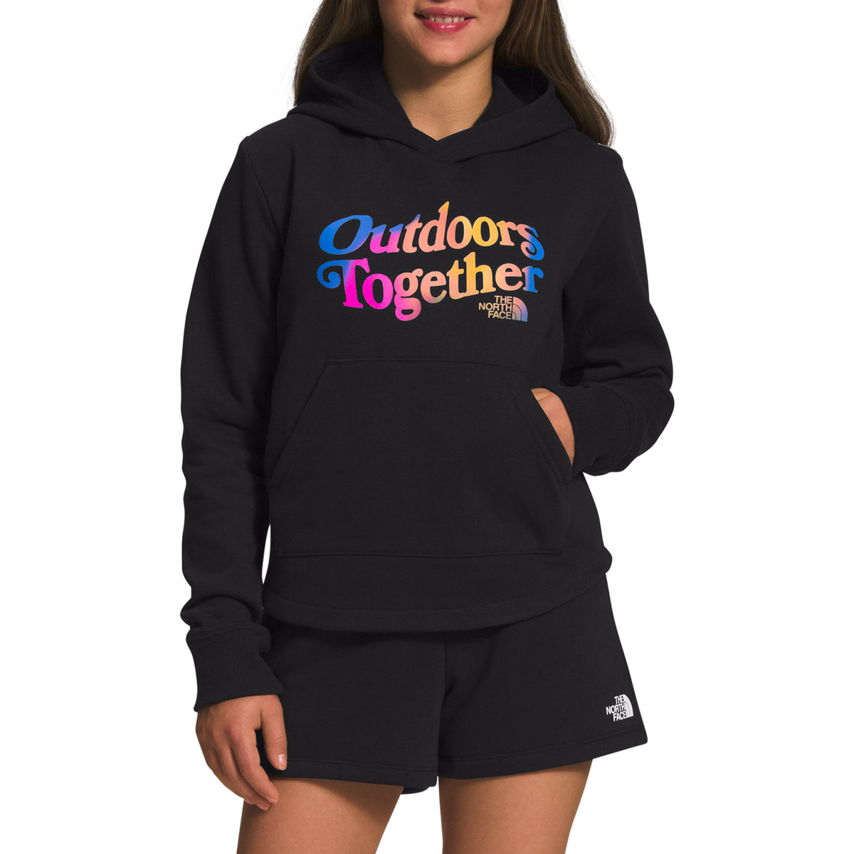 The North Face Camp Fleece Pullover Hoodie - Girls' TNF Black/Super Sonic Blue