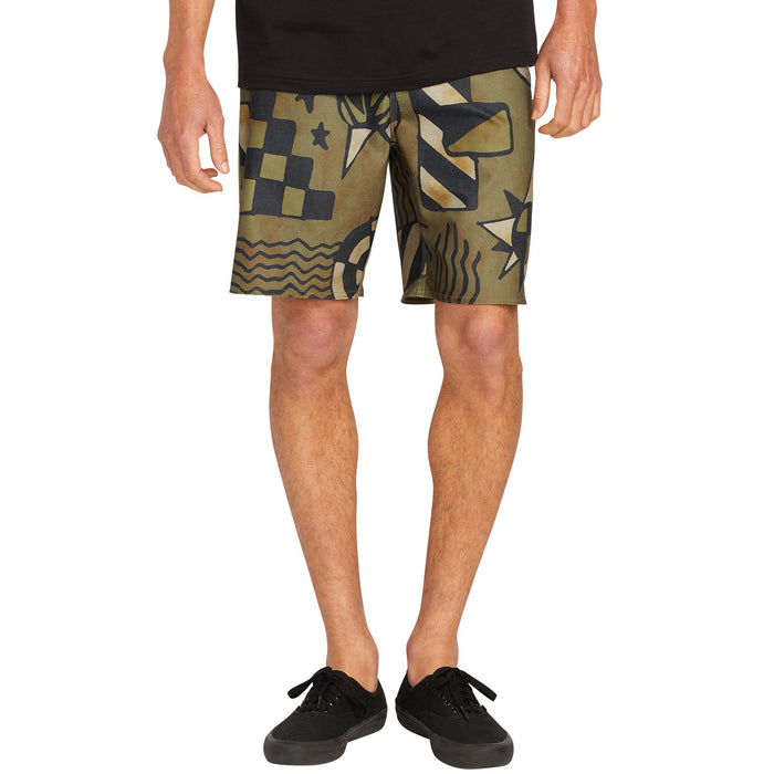 Volcom Geo Stoney 19" Boardshorts - Men's Service Green