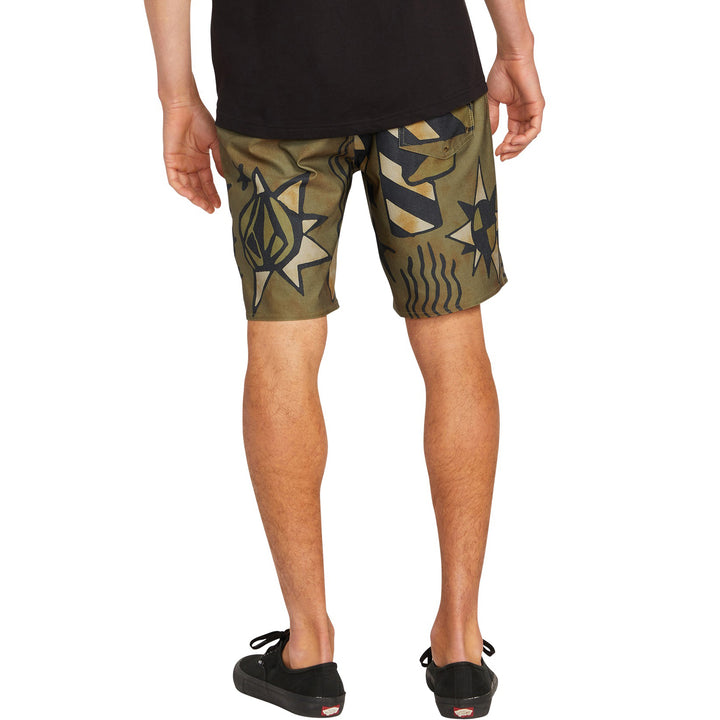 Volcom Geo Stoney 19" Boardshorts - Men's Service Green