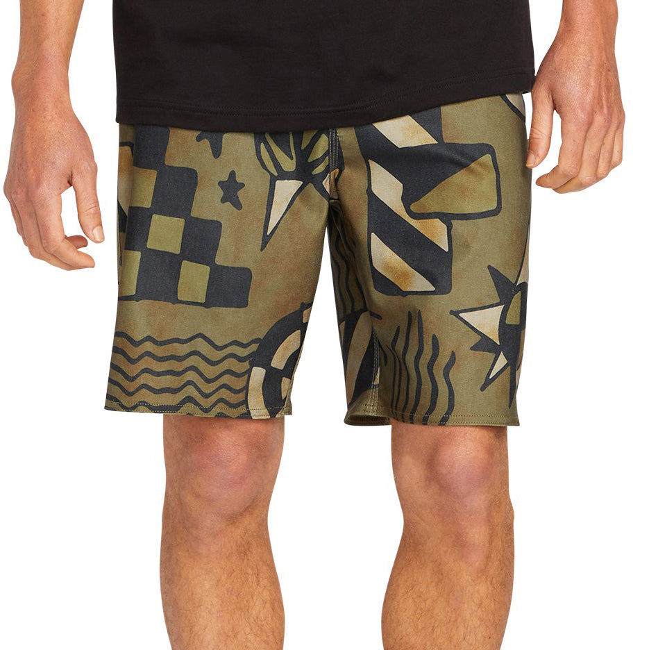 Volcom Geo Stoney 19" Boardshorts - Men's Service Green