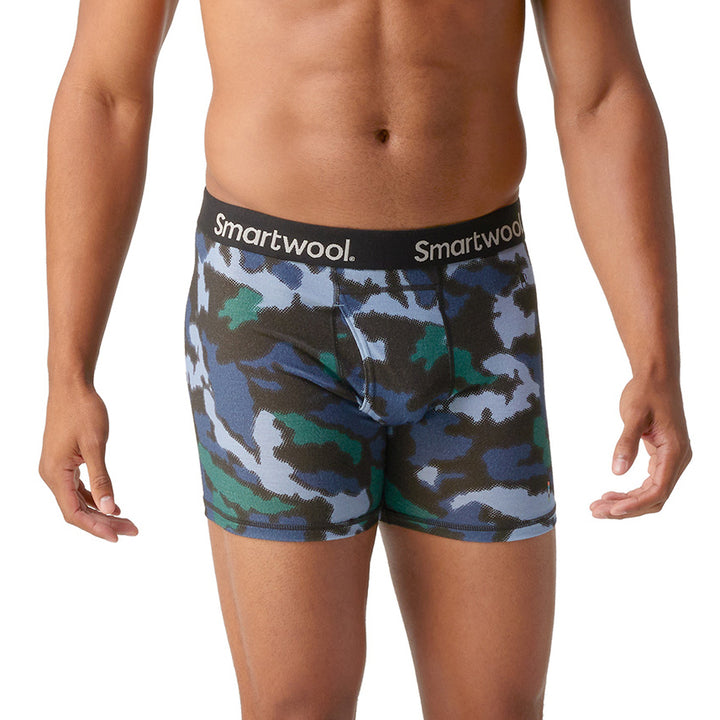 Smartwool Merino Printed Boxer Brief - Men's Mist Blue/Blurred Camo Print