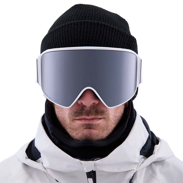 Anon M4 Cylindrical Goggles + Bonus Lens + MFI Face Mask, White / Perceive Sunny Onyx
