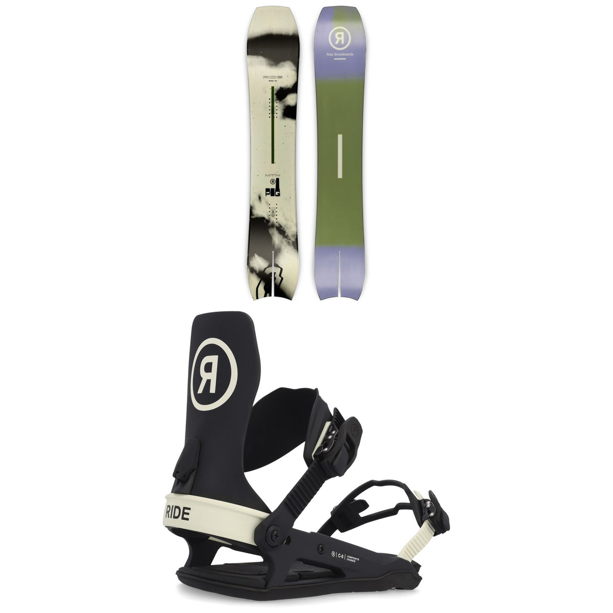 Ride MTNpig Snowboard + C-6 Snowboard Bindings 2023