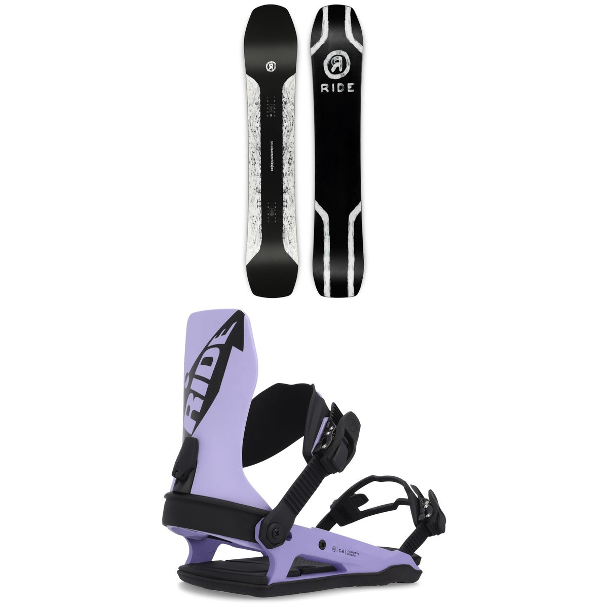Ride Smokescreen Snowboard + C-6 Snowboard Bindings 2023