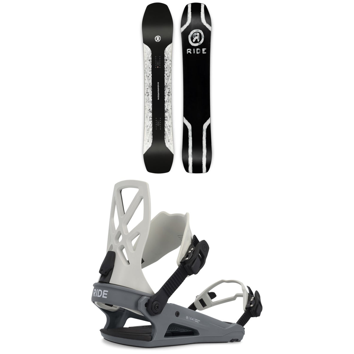 Ride Smokescreen Snowboard + C-4 Snowboard Bindings 2023