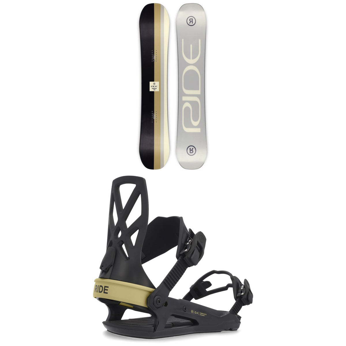 Ride Agenda Snowboard + C-4 Snowboard Bindings 2023