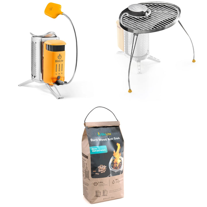 BioLite Camp Stove 2+ + Portable Grill + BioFuel Pellets
