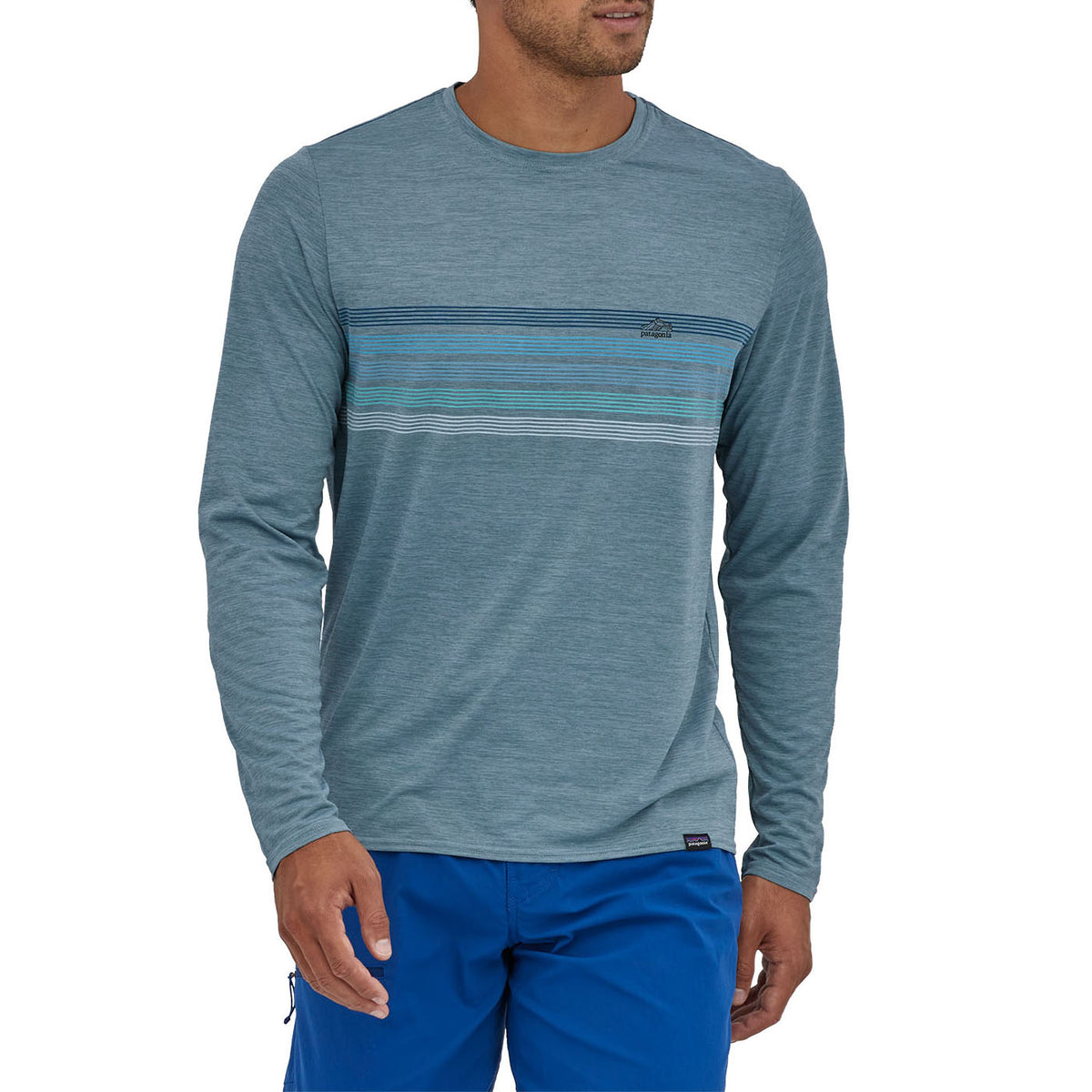 Patagonia Cap Cool Daily Graphic Long-Sleeve T-Shirt - Men's Line Logo Ridge Stripe: Light Plume Grey X-Dye