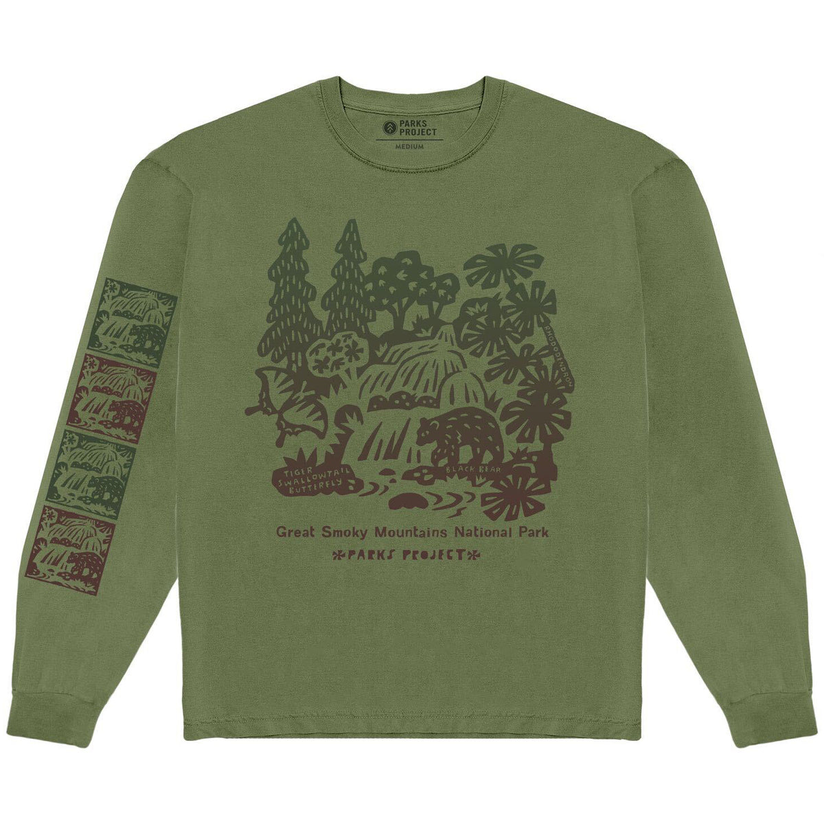 Parks Project Great Smoky Mountains Woodcut Long-Sleeve Tee - Men's Green