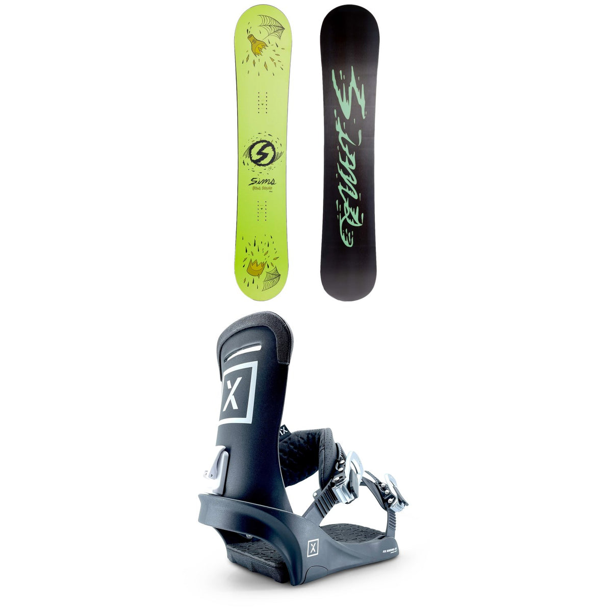 Sims Bowl Squad Snowboard + Fix January Snowboard Bindings - Women's 2023