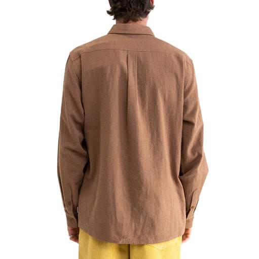 Rhythm Classic Linen Long-Sleeve Shirt - Men's Coffee