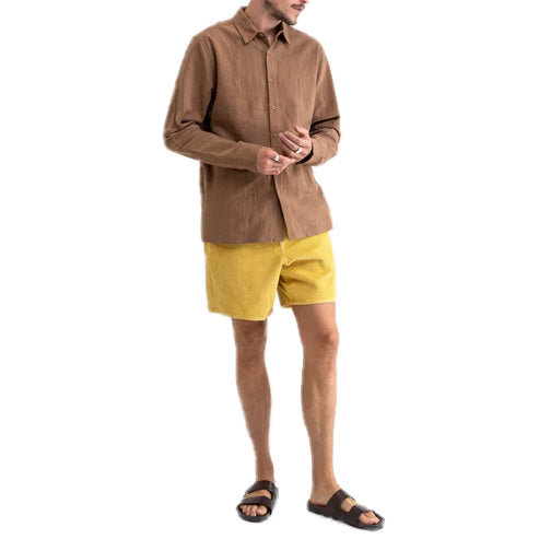 Rhythm Classic Linen Long-Sleeve Shirt - Men's Coffee