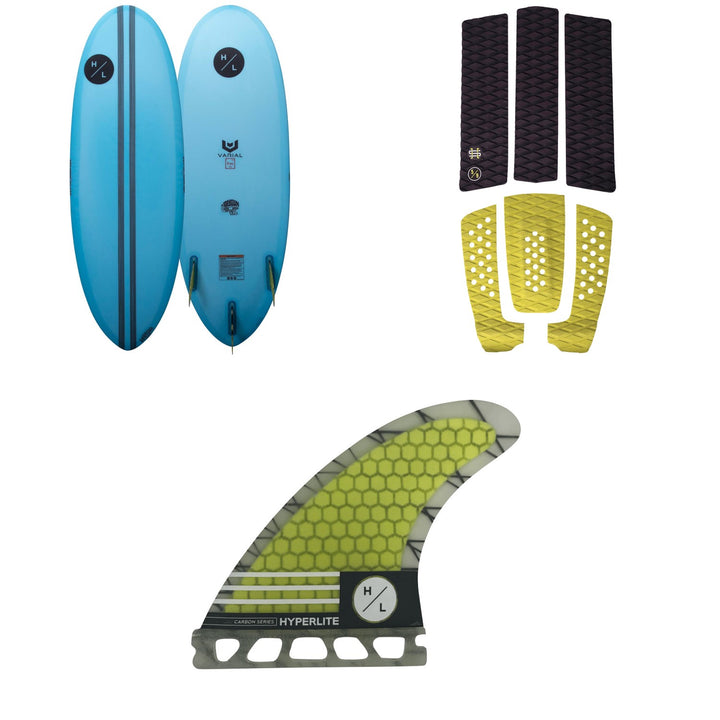 Hyperlite Raygun + EVA Traction Pad Kit + 4.75 Carbon Surf Fin Set - 2023