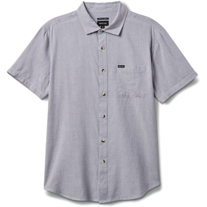 Brixton Charter Stripe Short-Sleeve Shirt - Men's White/Pacific Blue