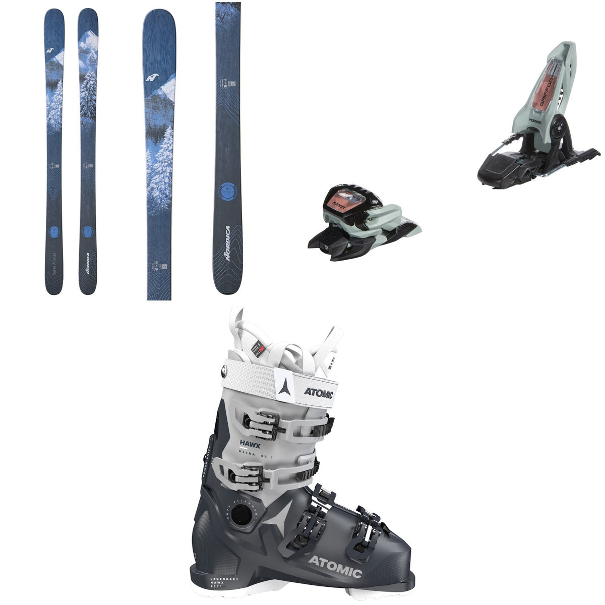 Nordica Santa Ana 93 Skis - Women's + Marker Griffon 13 ID Ski Bindings + Atomic Hawx Ultra 95 S W GW Ski Boots - Women's 2023