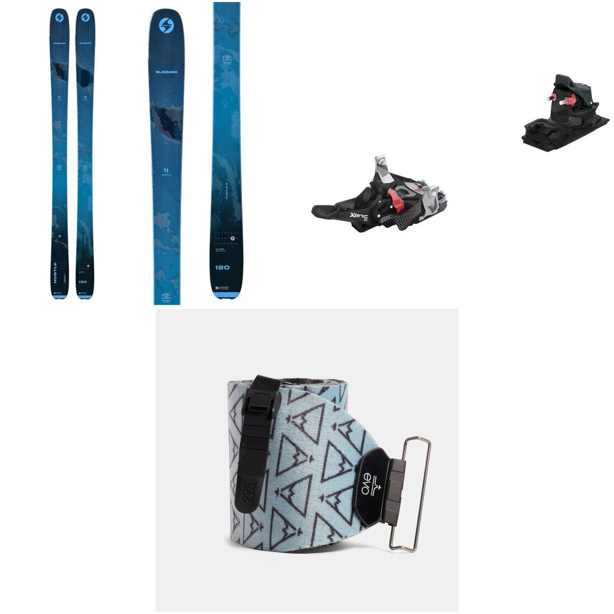 Blizzard Hustle 9 Skis + Fritschi Xenic 10 Alpine Touring Ski Bindings + evo x Pomoca Pro Glide Climbing Skins