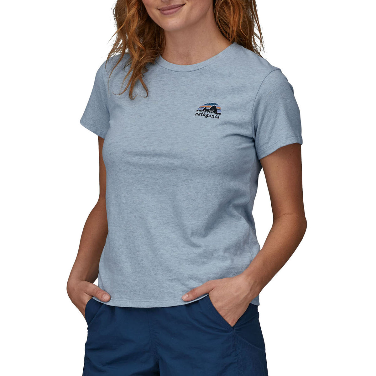 Patagonia Skyline Stencil Responsibili T-Shirt - Women's Steam Blue