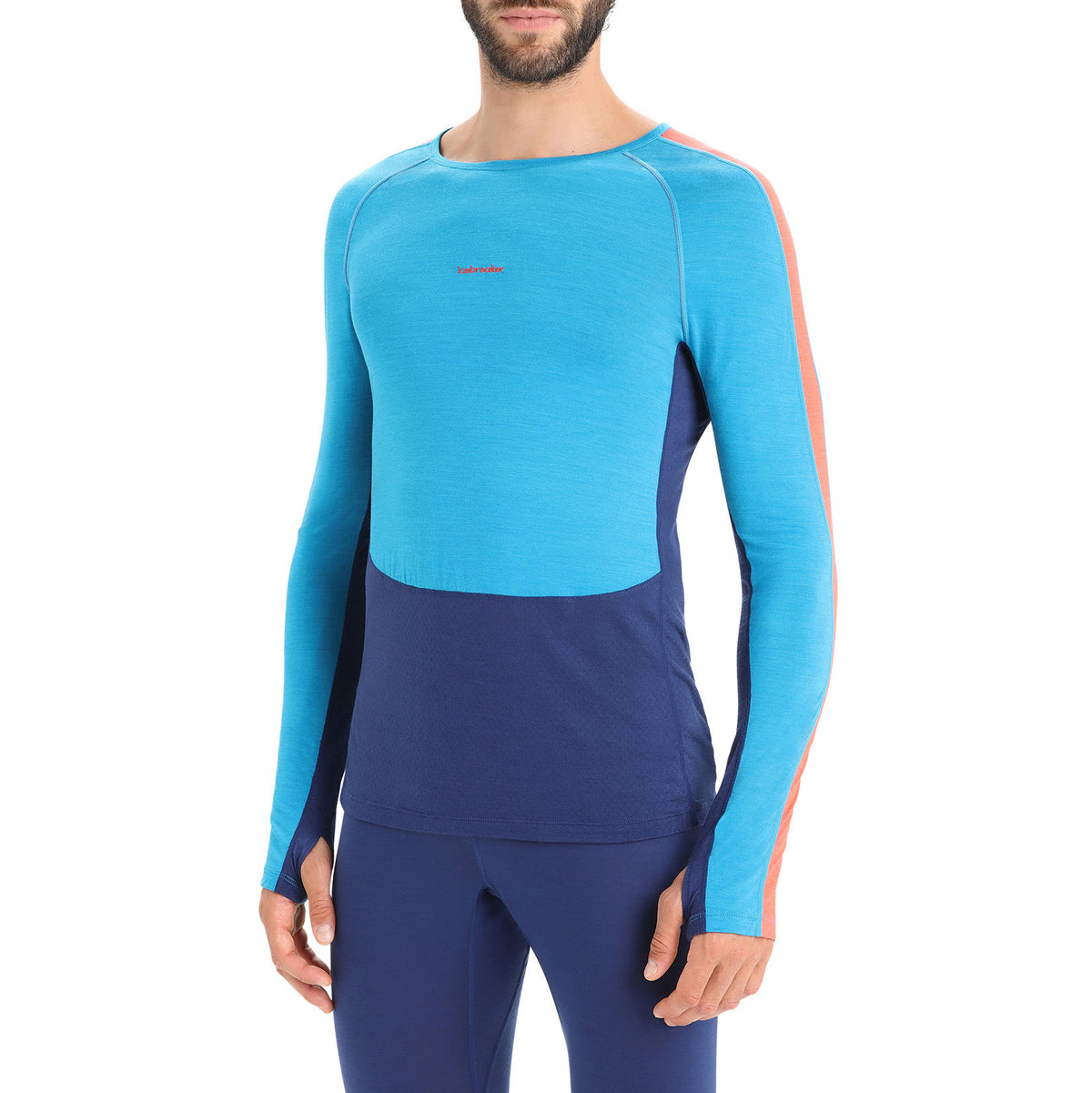 Icebreaker 125 ZoneKnit™ Long-Sleeve Crew Top - Men's Geo Blue/Royal Navy/CB
