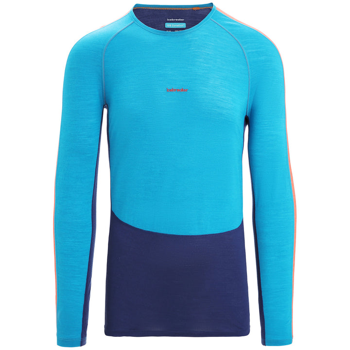 Icebreaker 125 ZoneKnit™ Long-Sleeve Crew Top - Men's Geo Blue/Royal Navy/CB