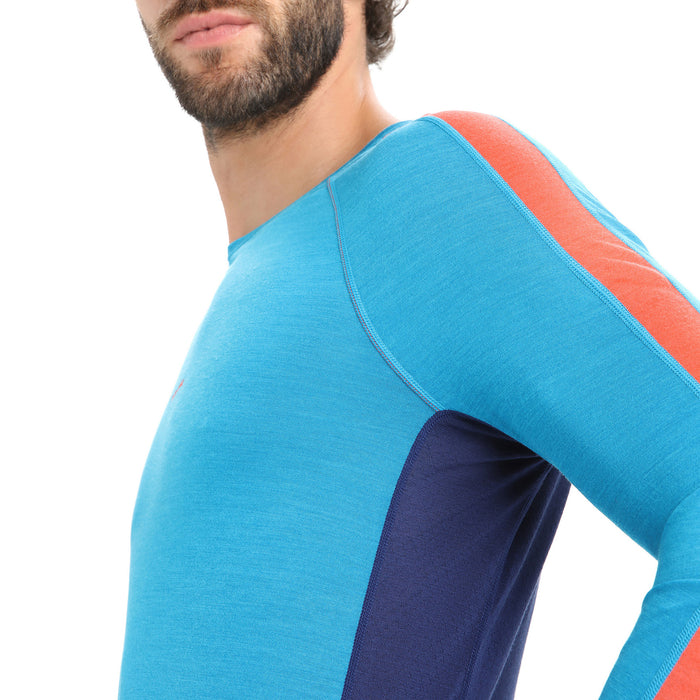Icebreaker 125 ZoneKnit™ Long-Sleeve Crew Top - Men's Geo Blue/Royal Navy/CB
