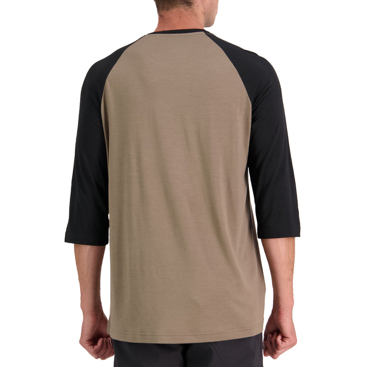 MONS ROYALE Tarn Merino Shift Raglan 3/4 Jersey Walnut/Black