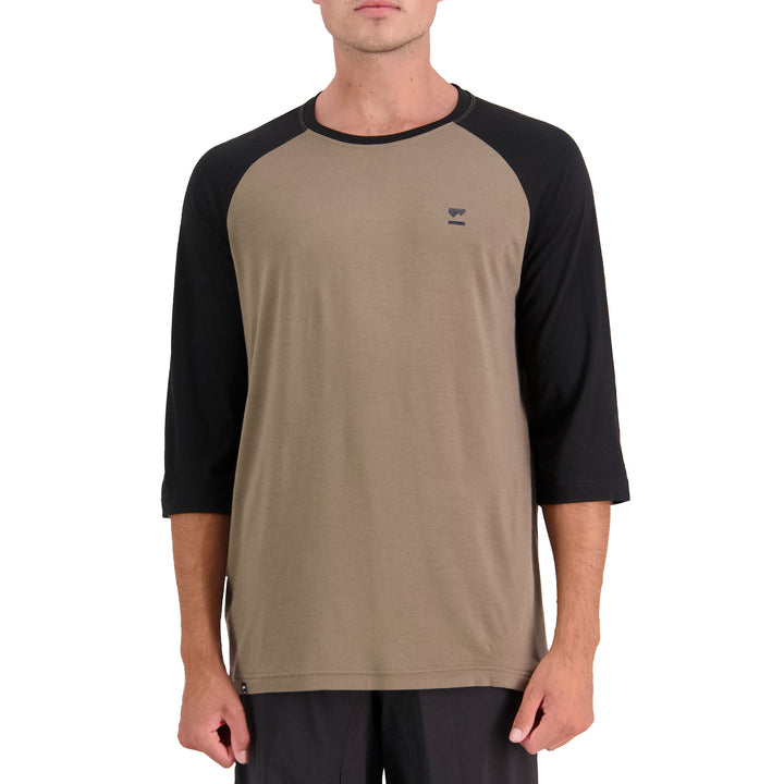 MONS ROYALE Tarn Merino Shift Raglan 3/4 Jersey Walnut/Black