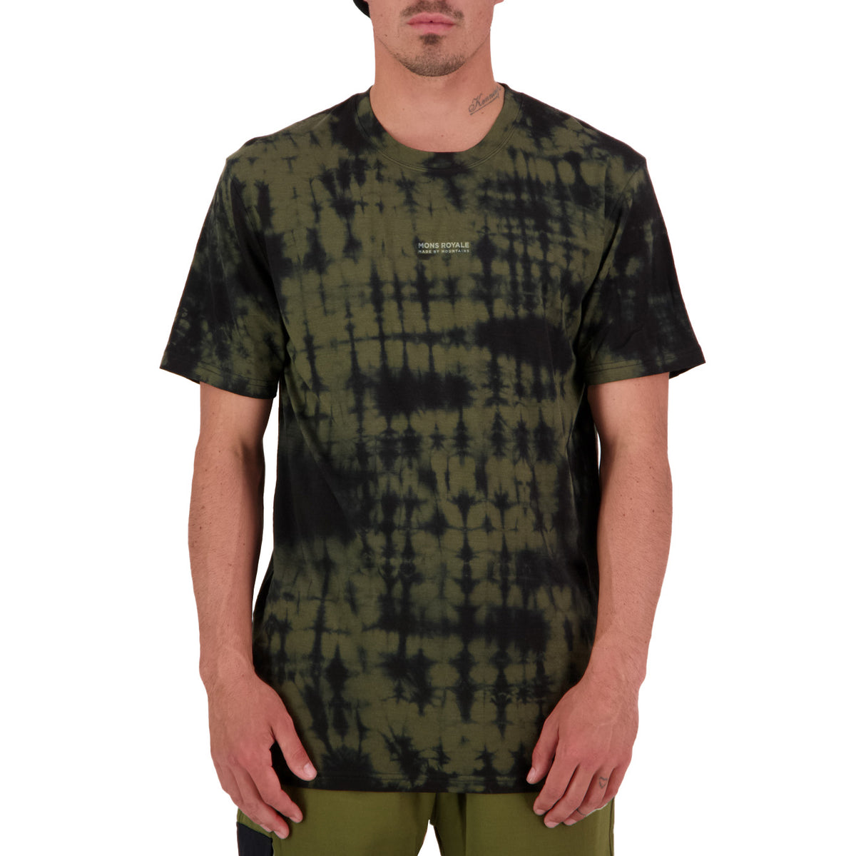 MONS ROYALE Icon Garment Dyed T-Shirt Olive Tie Dye