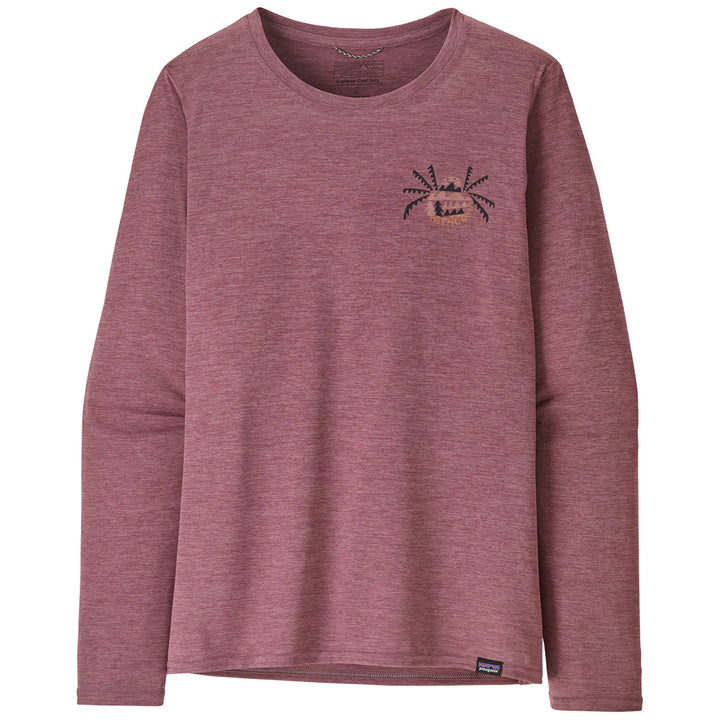 Patagonia Cap Cool Daily Graphic Long-Sleeve-Lands Shirt - Women's Across The Trail: Evening Mauve X-Dye