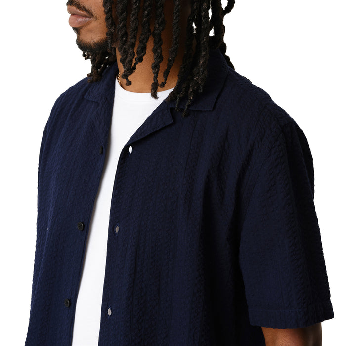 Wax London Didcot Short-Sleeve Shirt - Men's Navy