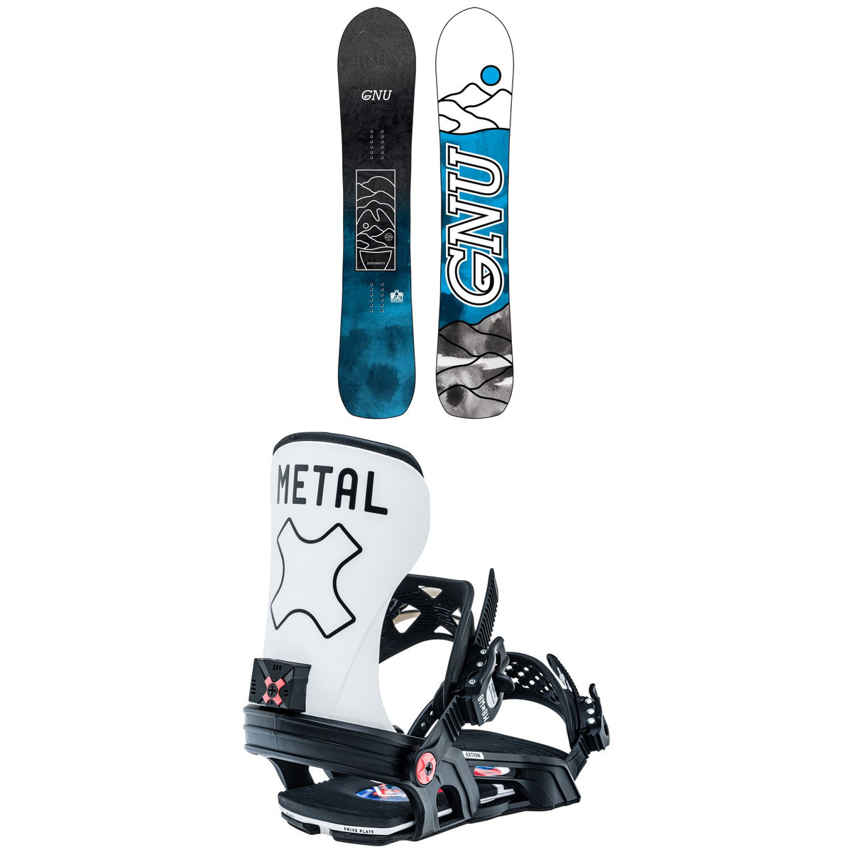 GNU Antigravity C3 Snowboard 2023 + Bent Metal Axtion Snowboard Bindings 2023