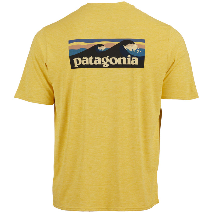 Patagonia Cap Cool Daily Graphic-Waters T-Shirt - Men's Boardshort Logo: Surfboard Yellow X-Dye